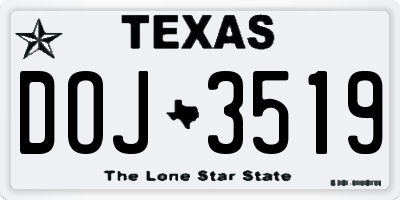 TX license plate DOJ3519