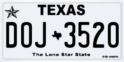 TX license plate DOJ3520