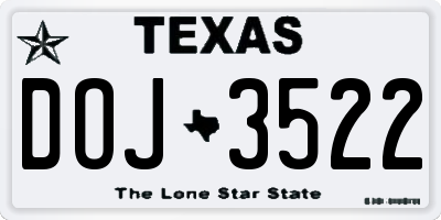 TX license plate DOJ3522