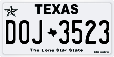 TX license plate DOJ3523