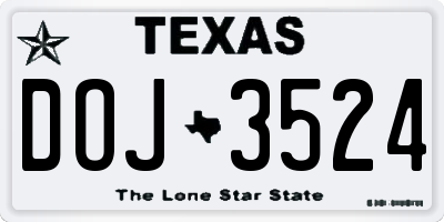 TX license plate DOJ3524