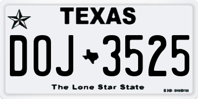 TX license plate DOJ3525