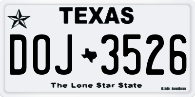 TX license plate DOJ3526