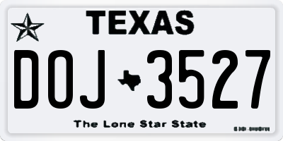 TX license plate DOJ3527