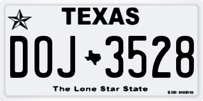 TX license plate DOJ3528