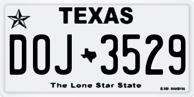 TX license plate DOJ3529