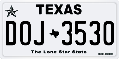TX license plate DOJ3530