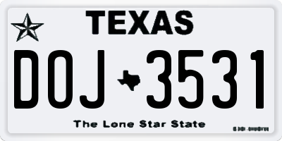 TX license plate DOJ3531