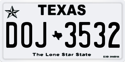 TX license plate DOJ3532