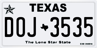TX license plate DOJ3535