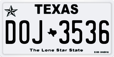 TX license plate DOJ3536