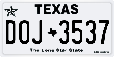 TX license plate DOJ3537