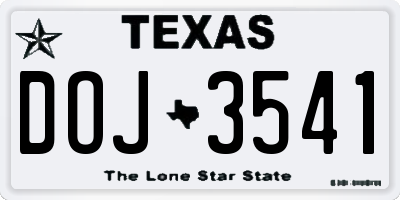 TX license plate DOJ3541