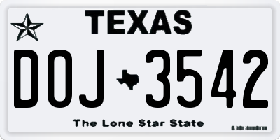 TX license plate DOJ3542