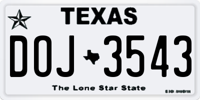 TX license plate DOJ3543