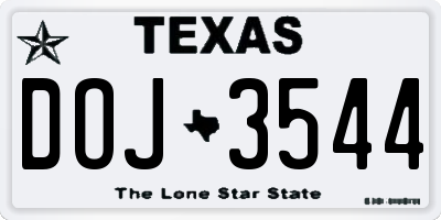 TX license plate DOJ3544