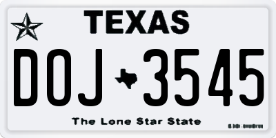TX license plate DOJ3545