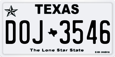TX license plate DOJ3546