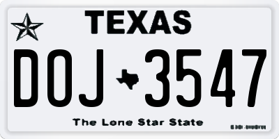 TX license plate DOJ3547