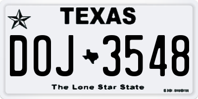 TX license plate DOJ3548