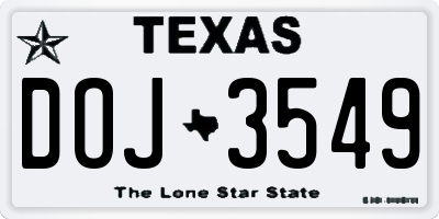 TX license plate DOJ3549
