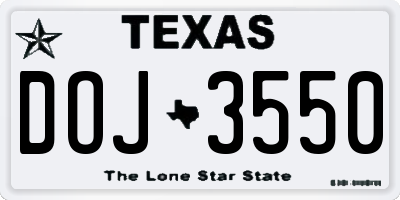 TX license plate DOJ3550