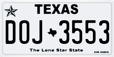 TX license plate DOJ3553