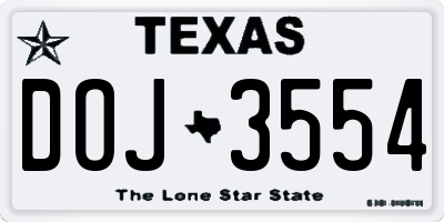 TX license plate DOJ3554