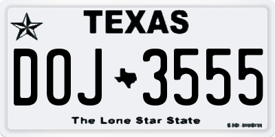 TX license plate DOJ3555