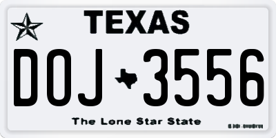 TX license plate DOJ3556