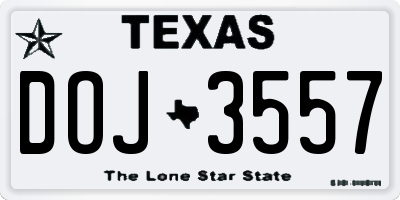 TX license plate DOJ3557