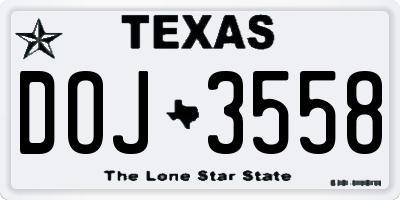TX license plate DOJ3558