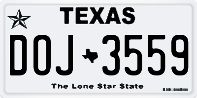TX license plate DOJ3559