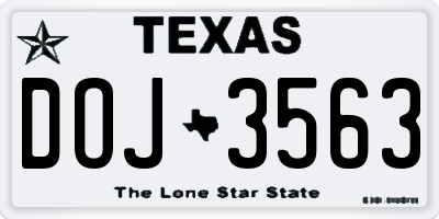 TX license plate DOJ3563