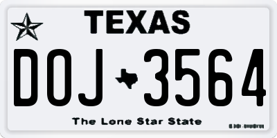 TX license plate DOJ3564