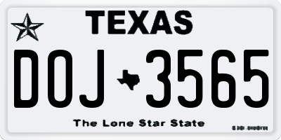 TX license plate DOJ3565