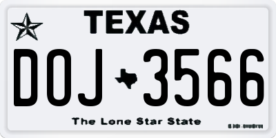 TX license plate DOJ3566