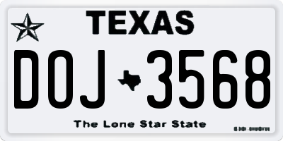TX license plate DOJ3568