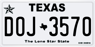 TX license plate DOJ3570