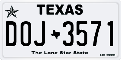 TX license plate DOJ3571