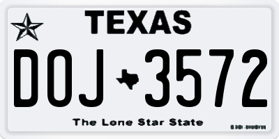 TX license plate DOJ3572