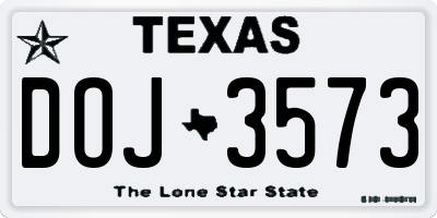 TX license plate DOJ3573