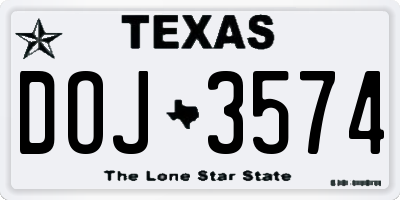 TX license plate DOJ3574