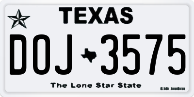 TX license plate DOJ3575