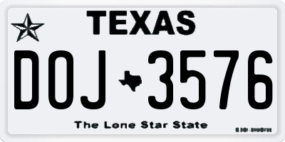 TX license plate DOJ3576