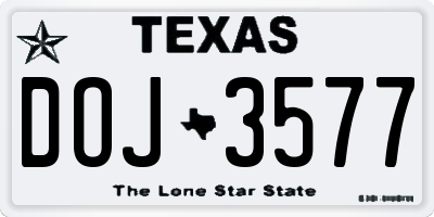 TX license plate DOJ3577