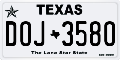 TX license plate DOJ3580