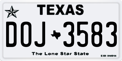 TX license plate DOJ3583