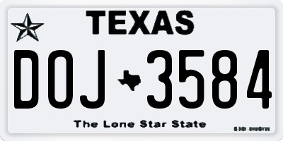TX license plate DOJ3584