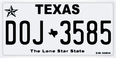 TX license plate DOJ3585